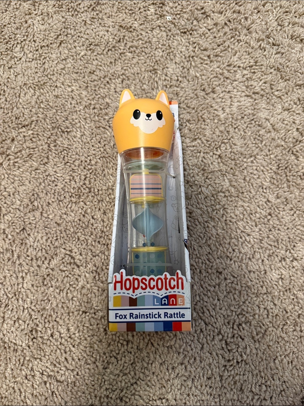 Hopscotch Lane Fox Rainstick Rattle - Yellow Fox -NWT